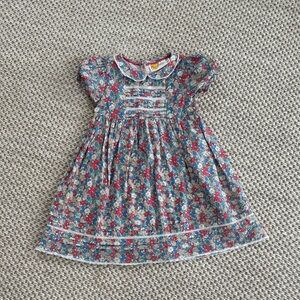 Mini Boden Floral Smocked Dress- Blue and Red
